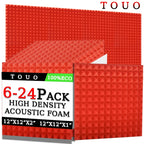 TOUO 6/12/24 Pcs Pyramid Acoustic Foam Sound Absorbing Studio Acoustic Treatment Noise Insulation For Walls Acoust Insulation