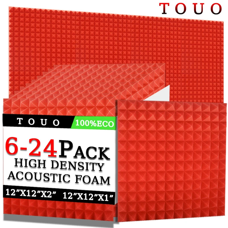 TOUO 6/12/24 Pcs Pyramid Acoustic Foam Sound Absorbing Studio Acoustic Treatment Noise Insulation For Walls Acoust Insulation