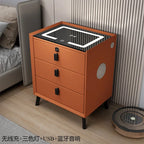 Minimally Modern Intelligent Bluetooth Speaker Bedside Table Household Smart Cabinet with Lights and Wireless Charging