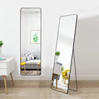 Haodirect Modern Rectangular Floor Mirror, Metal Frame Bedroom Wall Mounted Floor Dressing Mirror, 37cm x 147cm