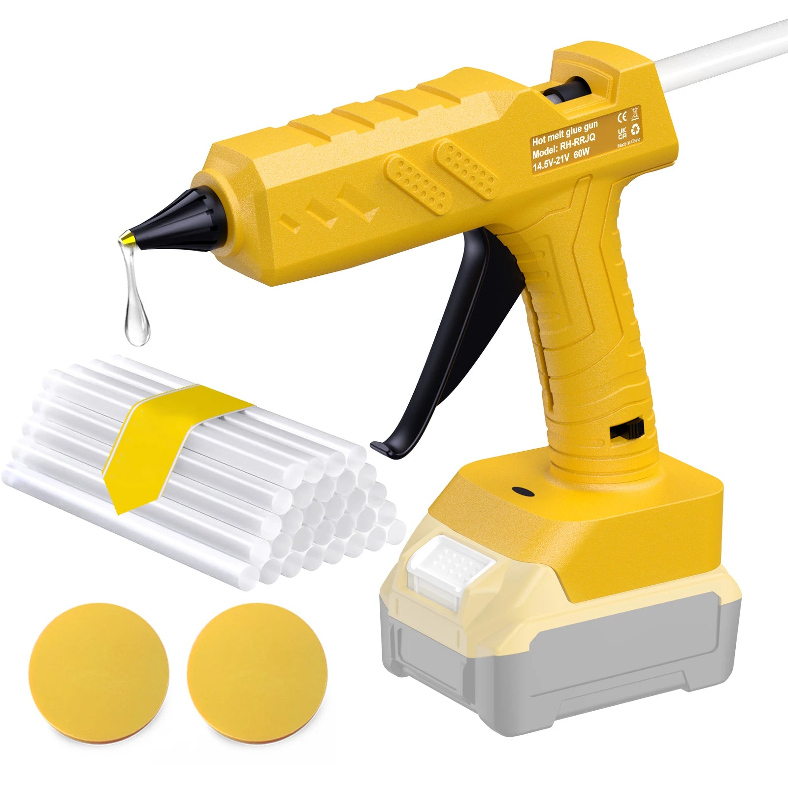 80W Electric Cordless Hot Glue Gun Portable Rechargeable For Dewalt 18V Battery With 11mm Glue Sticks For Home DIY Repair Tool