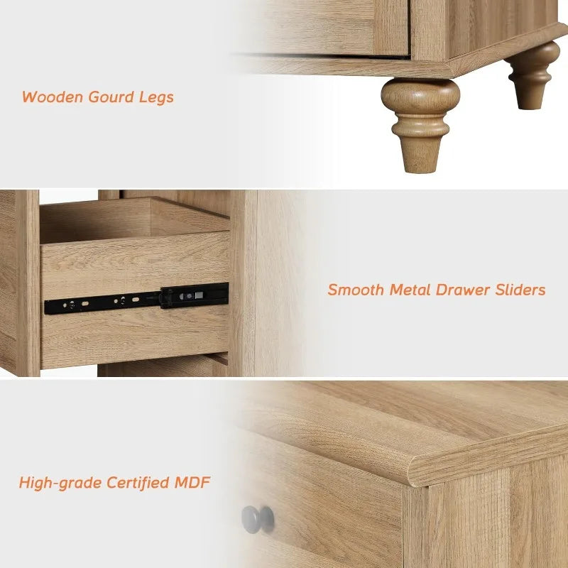 WAMPAT Dresser for Bedroom with 6 Drawers，Mid Century Modern Wooden Closet Storage Organizer