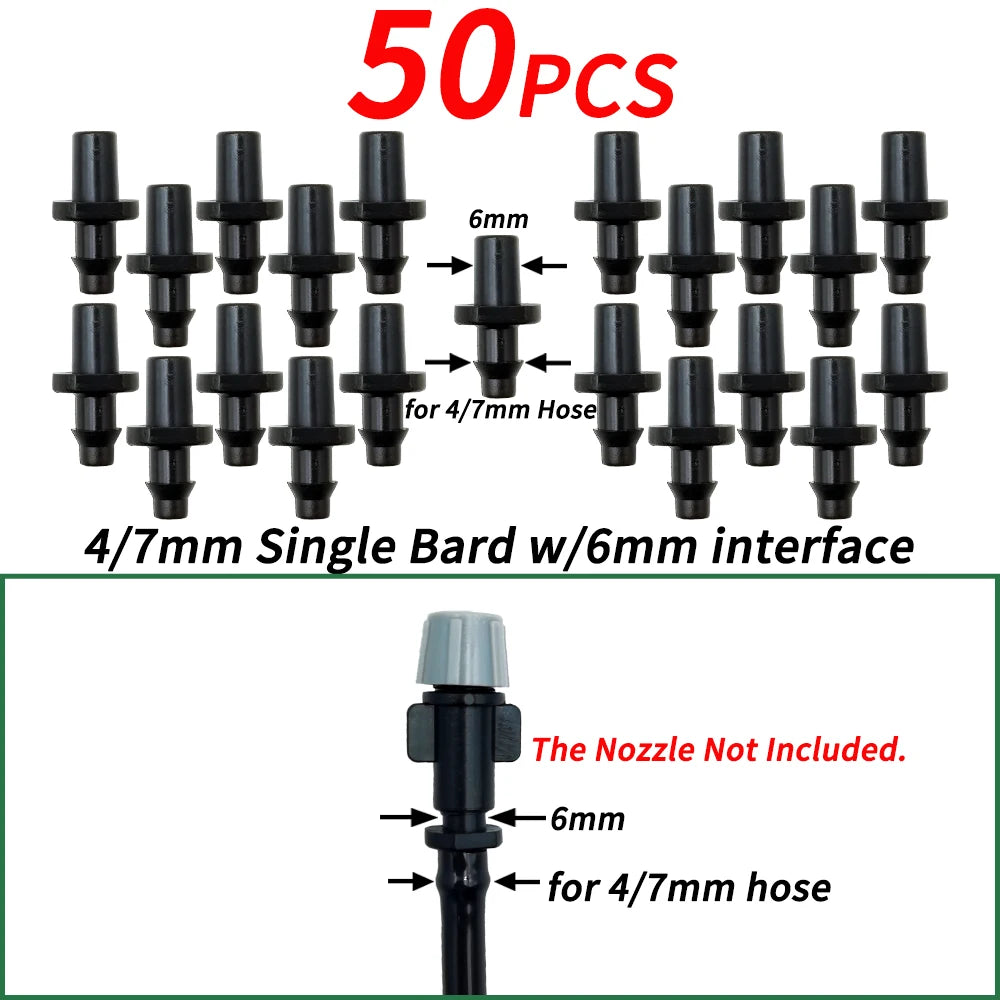 4/7mm Hose Dripper Water Tee Connector Plastic Barbed 1/4" Pipe Tubing Watering Coupling Joint Garden Micro Drip Irrigation Tool