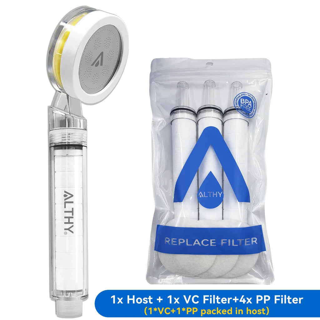 ALTHY Vitamin C Handheld Shower Head Filter,High Pressure SPA Softener Water,Whiten&Moisturizing Dry Itchy Skin,Reduce Hair Loss