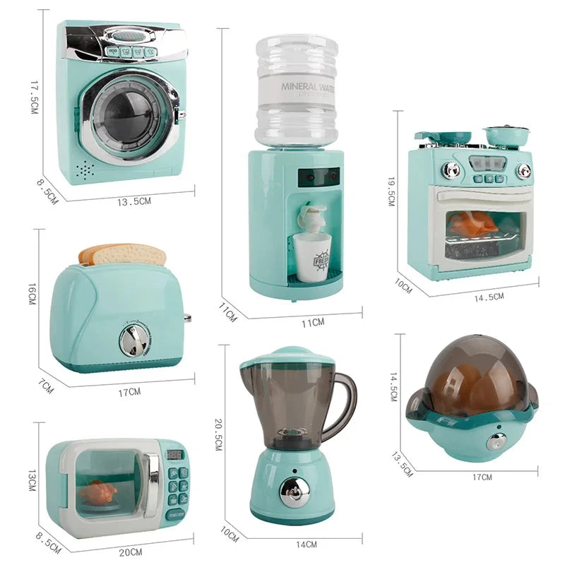 Kitchen Toys for Kids Girls Boys Home Appliances Juicer Washing Machine Toaster Microwave Egg Cooker Children Play House Toys