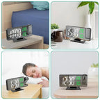 multi-functional projection alarm clock Intelligent luminous large screen Mirror Digital clock 180 Rotatable Projector for home