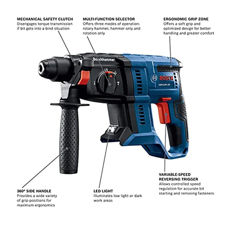 BOSCH Cordless Rotary Hammers SDS PLUS Brushless Motor With 18V Lithium Battery Multifunctional Impact Hammer Drill GBH 180-LI
