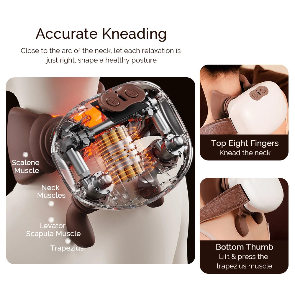 Neck Shoulder Massager Kneading Shiatsu Massager Shawl Kneading Spine Back Muscle Relaxer Trapezius Neck and Shoulder Massage