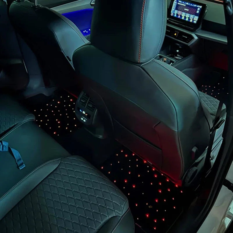 2025 latest illuminated car floor MATS, General Starry Sky car floor MATS, Fiber Starlight car carpet 4-piece set interior modif