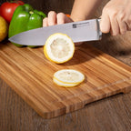 High-quality 8piece premium stainless steel kitchen knife set including kitchen chef knives with rubber wood block knife holders