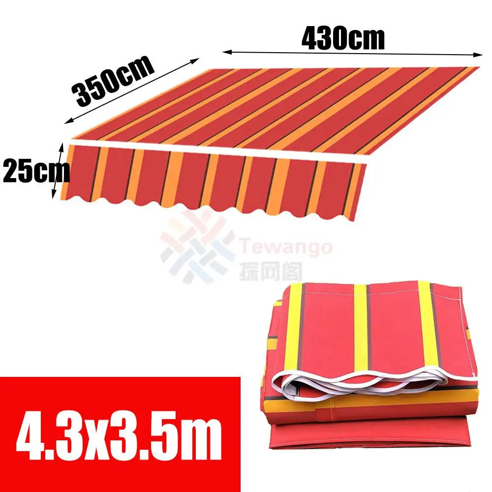 Retractable Patio Awning Replacement Fabric Cloth, Durable Exterior Sunshade, Canopy Cloth, Red and Orange Strips, RV Blind, 10