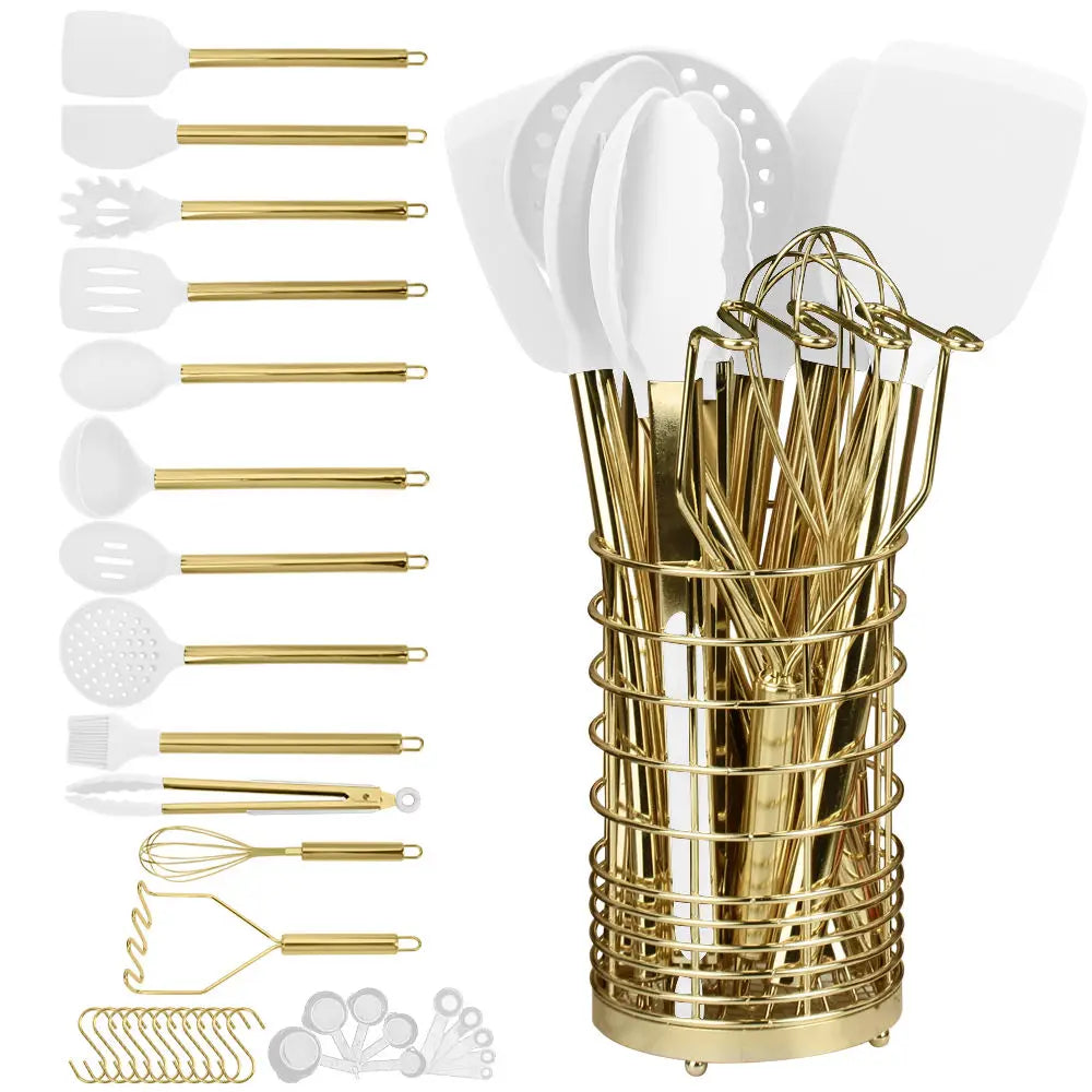 15-piece cooking tool set, food-grade silicone kitchen cookware and tableware, spatula and spoons, practical cooking tool set