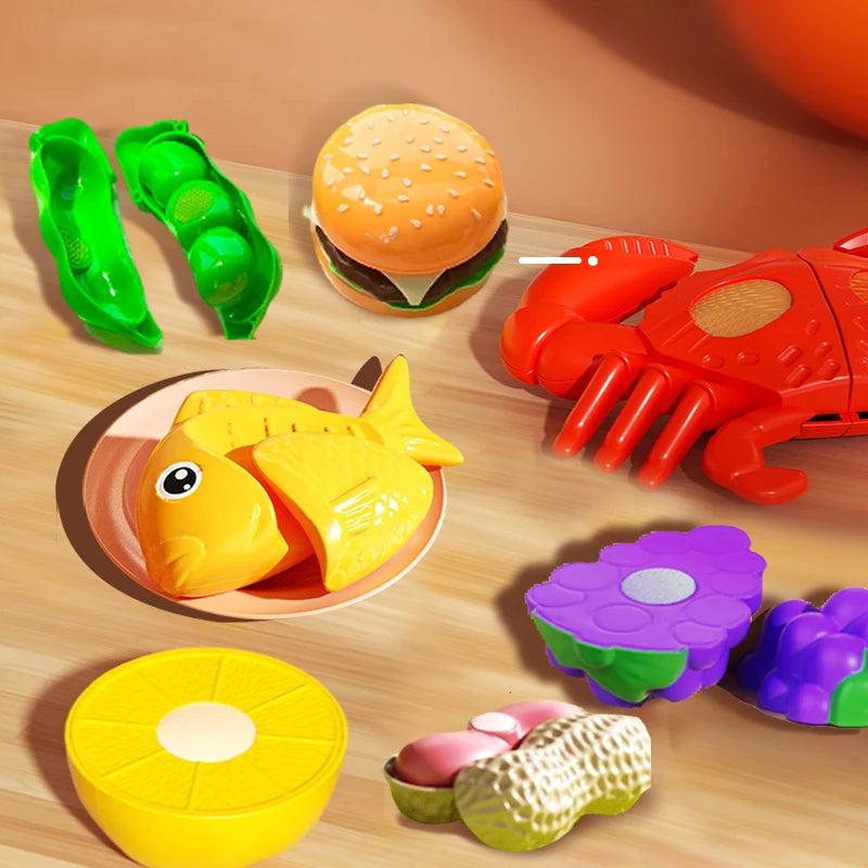 Children Kitchen Toys Set Cookware Kitchen Toys Simulated Fruits Cutting Toys Cooking Accessories for Kids Girls Christmas Gift