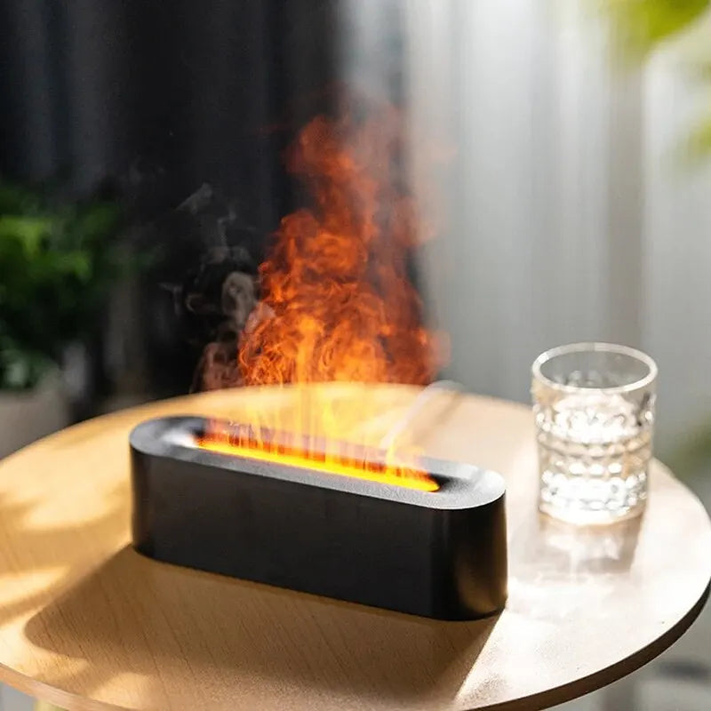 Newest RGB Flame Aroma Diffuser Humidifier USB Desktop Simulation Ligh