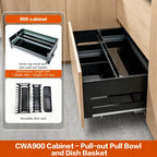 Kitchen Cabinet Pull Out Double Layer Basket 304 Stainless Steel Half Drawer Under Cooktop Organizer Space Saving Durable