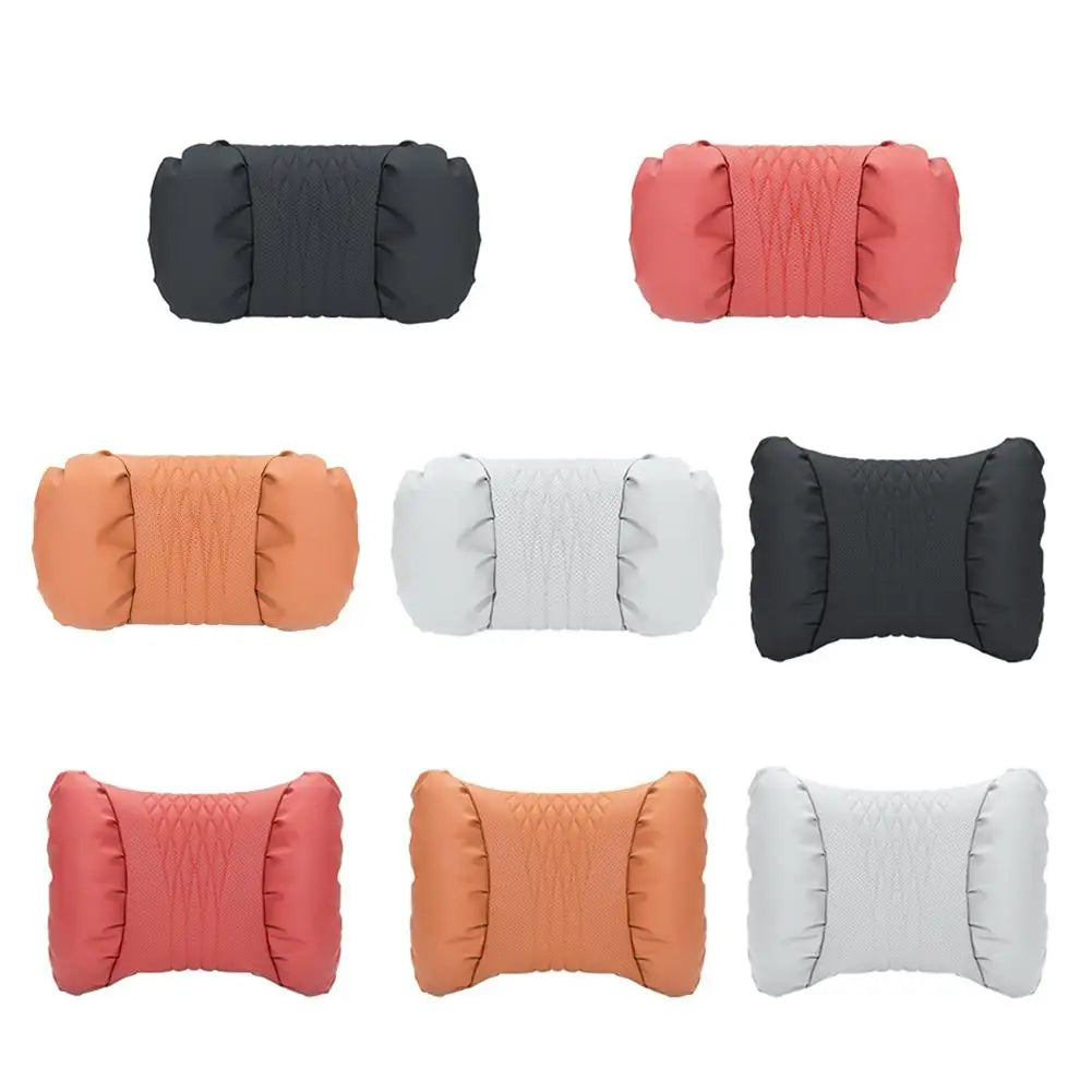 Summer Car Headrest Lumbar Nappa Leather Support Pillow Set Soft Comfortable Breathable Car Neck Pillows Car Seat Accessories