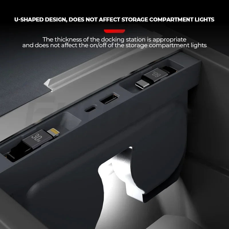 Futhope Docking Station with Telescopic Rope for Tesla New Model 3 Model Y Hub Supports Laptop Central Control Splitter