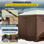 VEVOR Pop-up Camping Gazebo Camping Canopy Shelter 6 Sided 12' x 12' / 10' x 10' Sun Shade Tents & Canopies Camping & Hiking