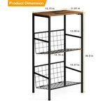 3-Tier Metal Record Player Stand - Holds 90 Vinyl Albums, Turntable Shelf for Living Room/Bedroom/Office, Brown