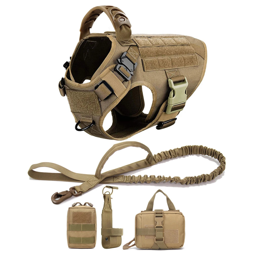 Military Dog Harness Leash Bags Set Pet Tactical Vest Harnesses Walkin