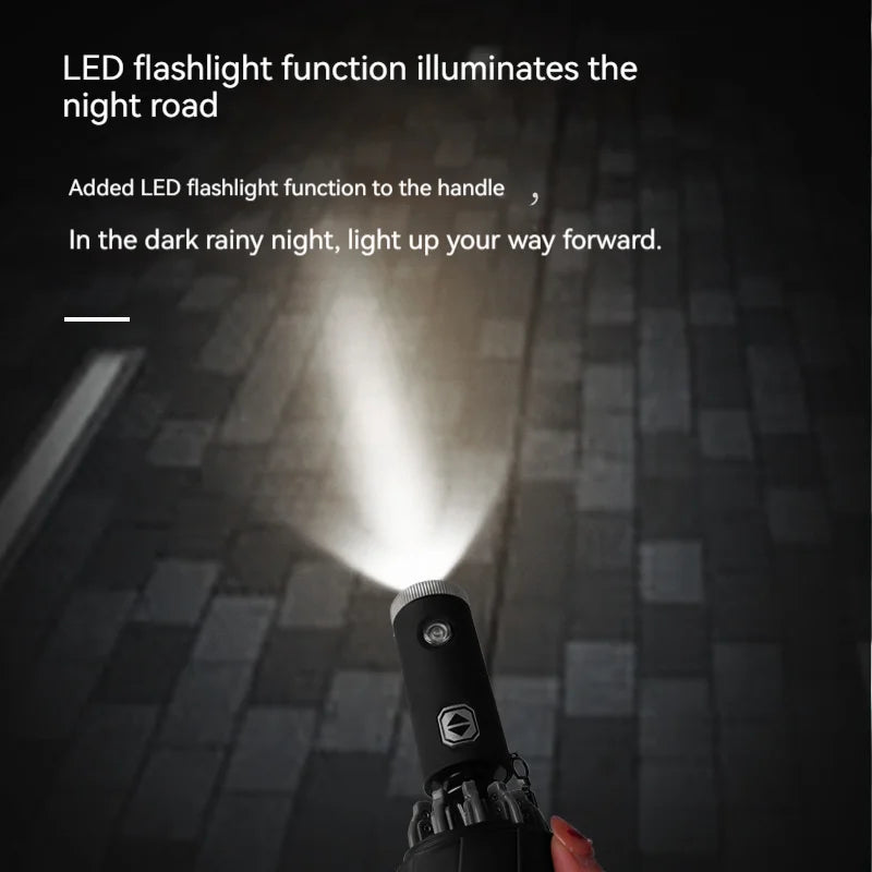 Car Led Light Automatic Folding Windproof Sunshade Umbrella For Mitsubishi Outlander Pajero Asx L200 Ralliart Lancer Evolution X