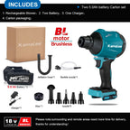 Kamolee 1100W 40500RPM Cordless  Air Blower Dust Blower Inflator Vacuum Multifunction Rechargeable Blower Apply to 18V 21V Batte