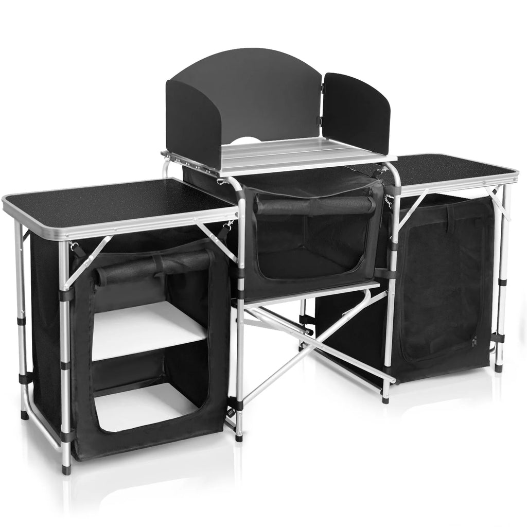 Hot-selling Outdoor Camping Mobile Kitchen Portable Outdoor Foldable Cooking Station Camping Kitchen Table WIth Storage