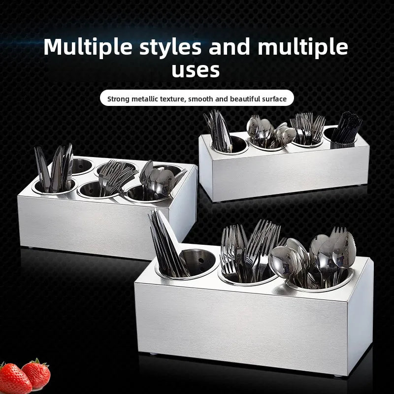Stainless Steel Cutlery Organizer Box with Dividers Utensil Holder Kitchen Knife Fork Drainer Drying Rack Multi-Size Storage Tra