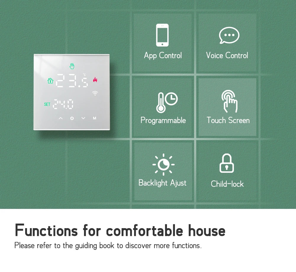 3A Water Floor Heating System Smart WIFI Thermostat with Central Actuators Connecting 8Sub-chamber Hub Controller For Gas Boiler