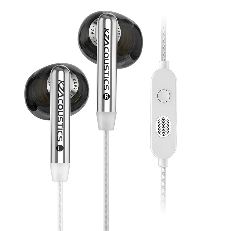 KZ Duet Wired HiFi Earphones With 2DD 2 Dynamic Driver semi-in Ear Music Monitor Ergonomics Headset Custom Gaming Earbud Gifts