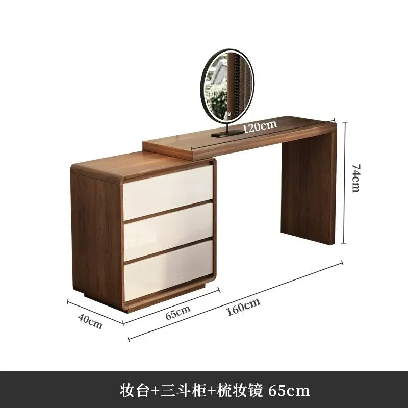 Desk Organizer Bedroom Dressing Table Mirror Bedside Modern Wood Makeup Table Storage Nordic Vanitys Para Maquillaje Furniture