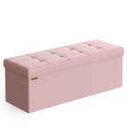SONGMICS Storage Bench, Foldable Pouffe, 38 x 110 x 38 cm, End of Bed, Footrest, Storage Box, Load up to 300 kg, for Living Room