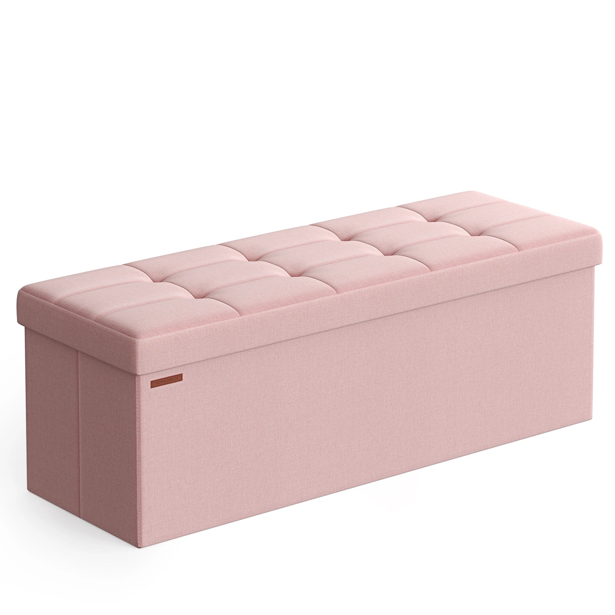 SONGMICS Storage Bench, Foldable Pouffe, 38 x 110 x 38 cm, End of Bed, Footrest, Storage Box, Load up to 300 kg, for Living Room
