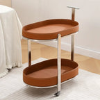 Creative Sofa Side Table with Storage, Internet Famous Coffee Table, Movable Leather and Stainless Steel Design, Modern