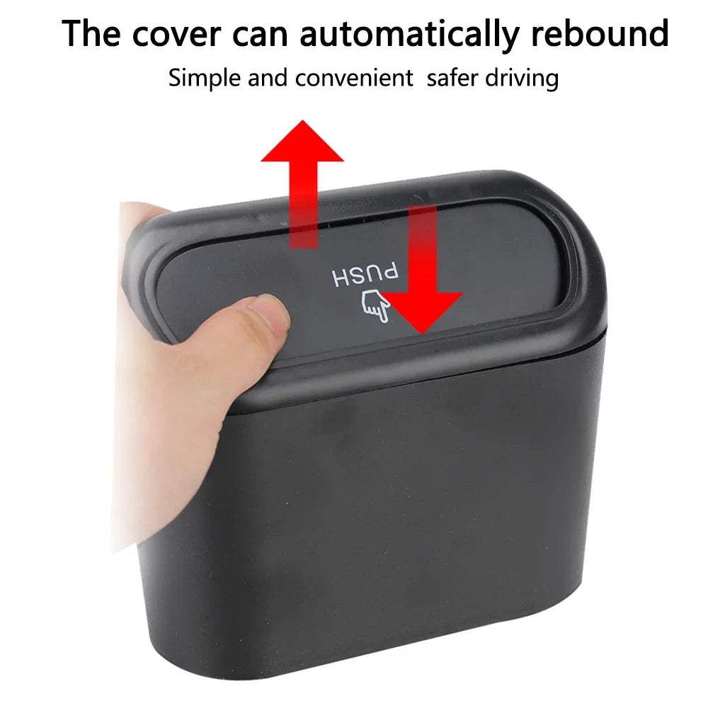 1L Car Interior Storage Case Trash Garbage Box Door Bin Push Can Mini Tray Dustbin Seat Clip Stand Holder Automotive Accessories