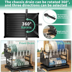 2-Tier Kitchen Dish Drainer Rack – Heavy-Duty Metal with Drip Tray, Protects Countertop & Holds More Dishes