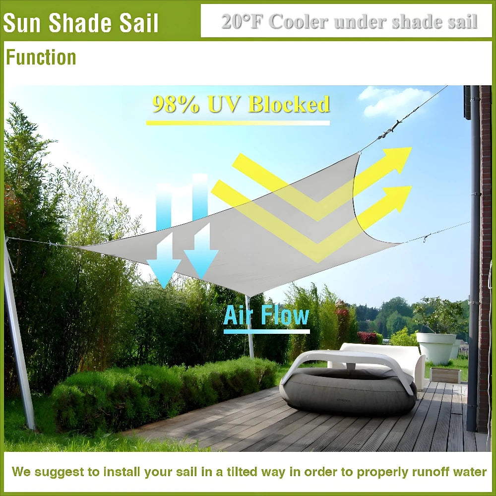Waterproof Sun Shade Sail Rectangle Square Triangle Garden Sun Shelter UV Block Pool Shade Cloth Canopy Camping Hiking Tents