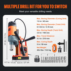 VEVOR 1300W 1400W 2" Electric Drilling Machine Magnetic Drill Press Boring Diameter Power Drill 810 PRM 1-second Release Drill