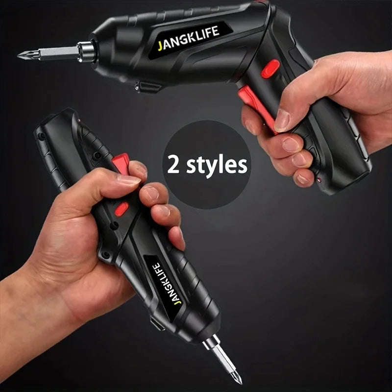 JANGKLIFE Electric Screwdriver Battery Rechargeable Cordless Screwdriver Powerful Impact Wireless Screwdriver Drill
