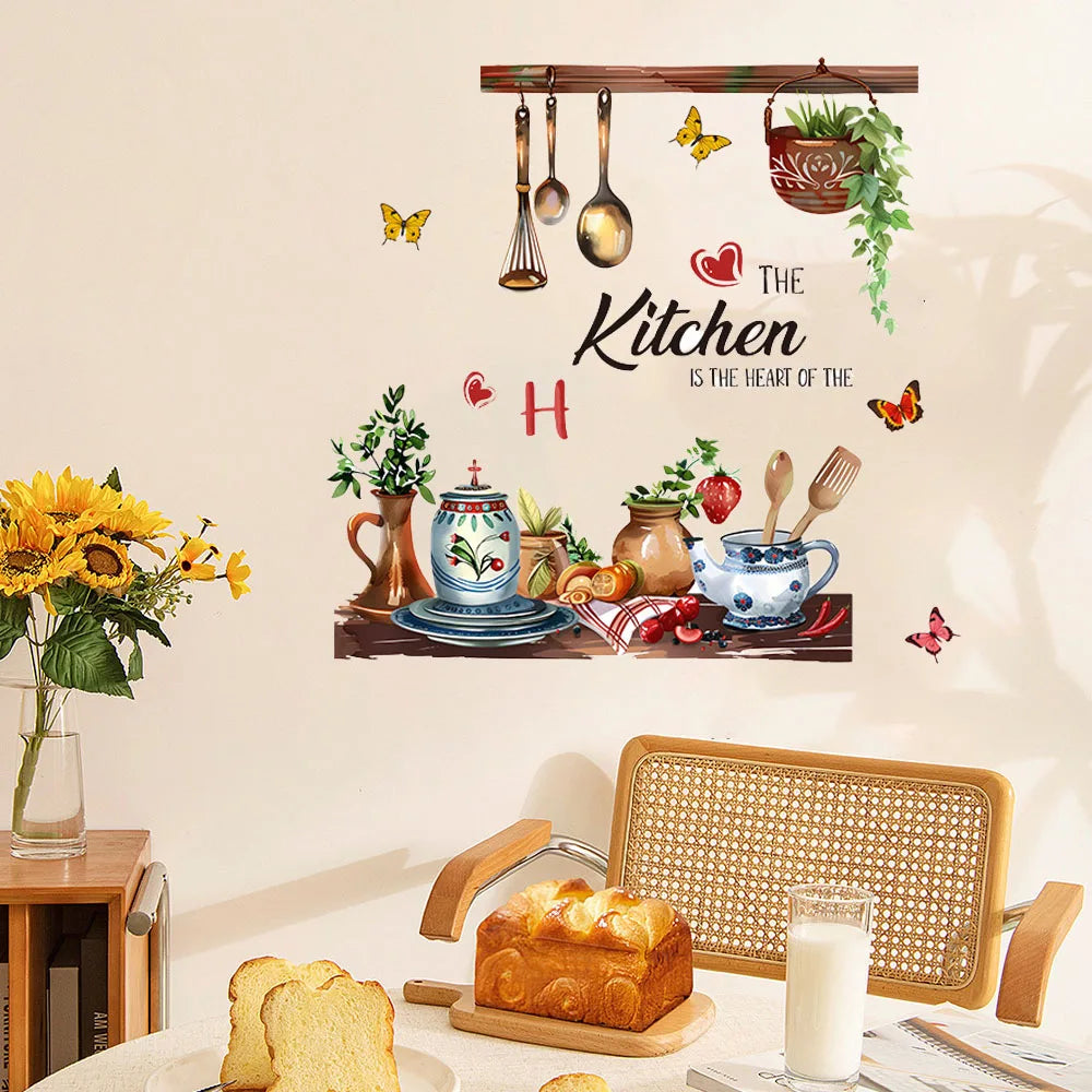 Hand drawn Kitchen Wall Stickers - Removable and Reusable Vinyl Stickers for Walls, Cabinets, Refrigerators | Contemporary Bakin