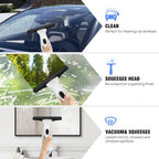 Cordless Window Vac Cleaner & Spray Bottle with Microfibre Cloth, Rechargeable Battery,for Windows, Tiles, Mirrors Cleaning