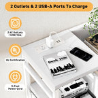 GAOMON Dresser TV Stand with Power Outlet, Bedroom Dresser with 9 Drawers, Chest of Drawers for Living Room, Hallway(White)