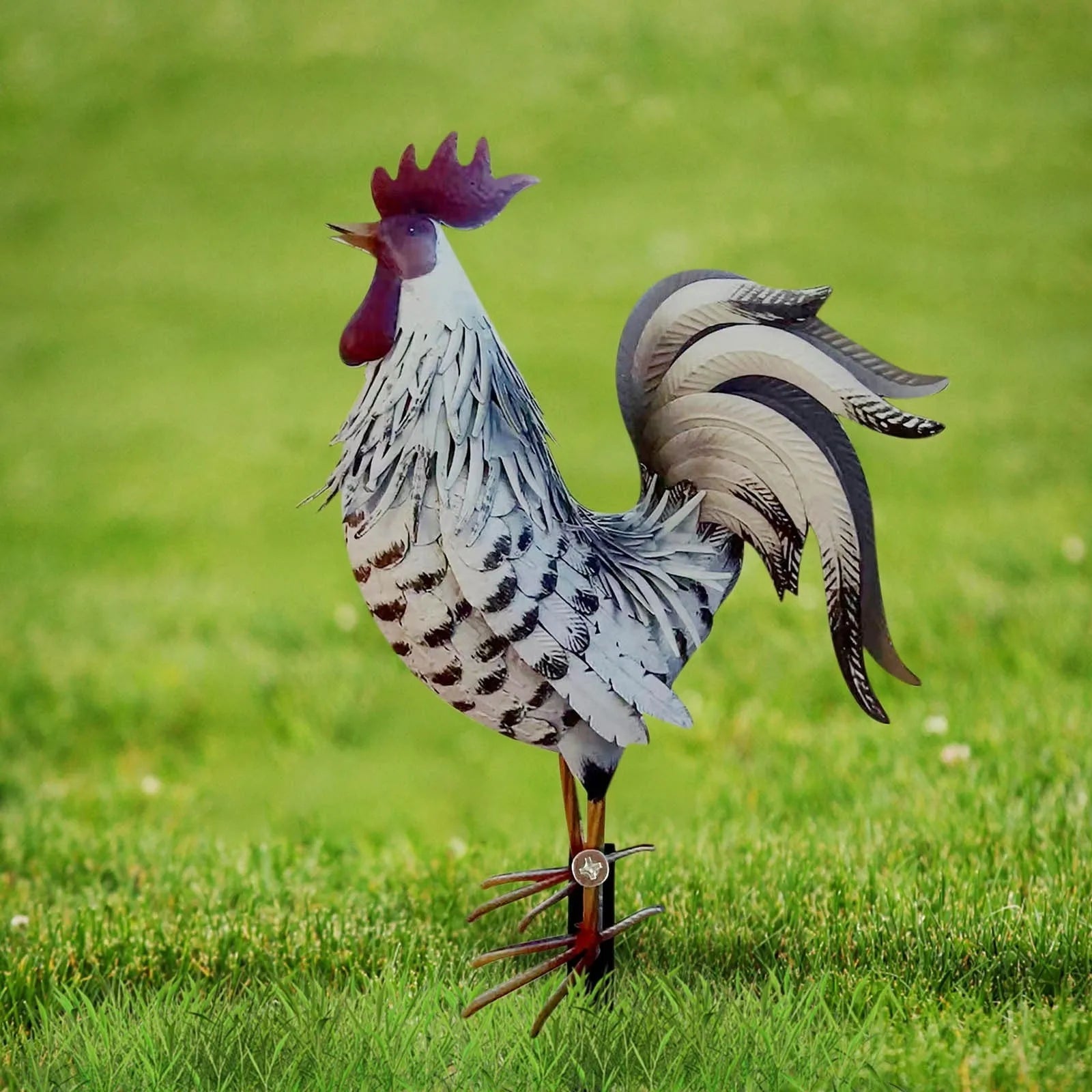 Realistic Chicken Statues Metal Rooster Animals Stakes Sculptures Decor Home Art Decor For Backyard Patio Floor Plug