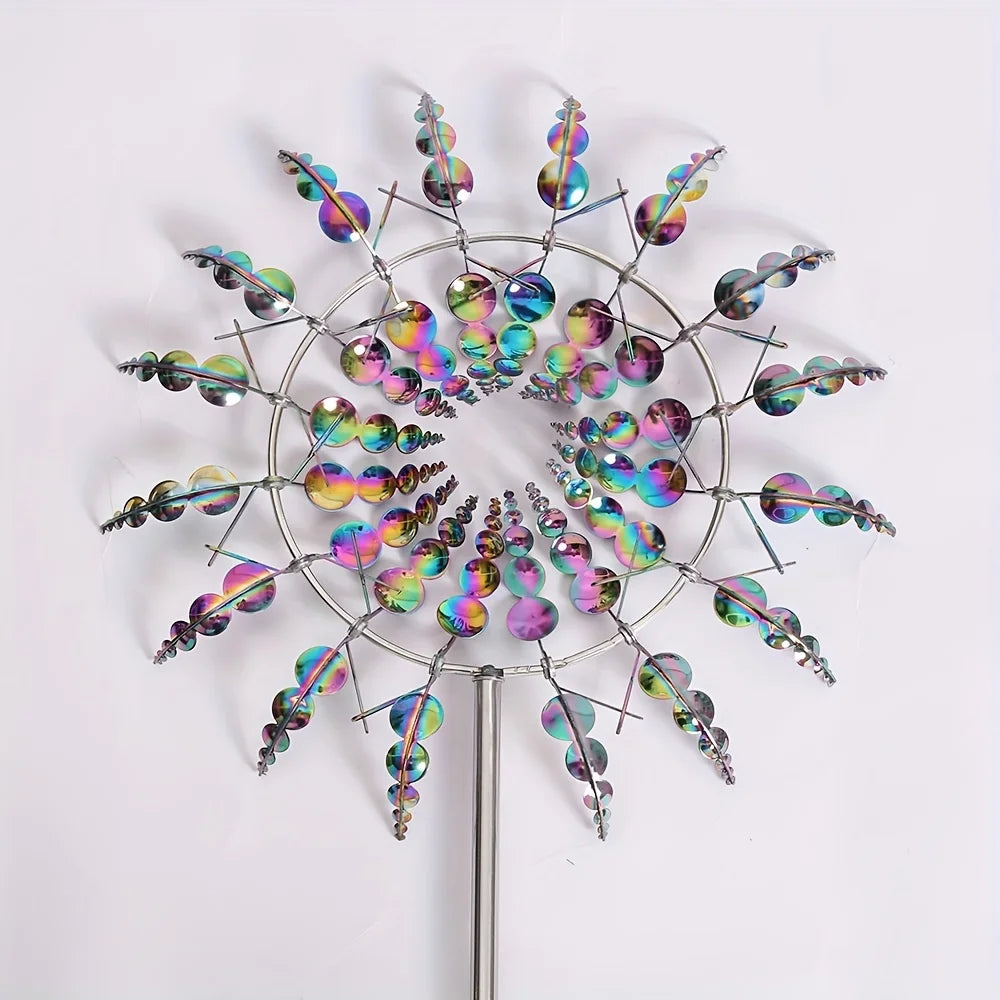 1pc Colorful Metal Kinetic Windmill - Outdoor Garden Decor, No Battery Needed, Creative Lawn Art Spinner