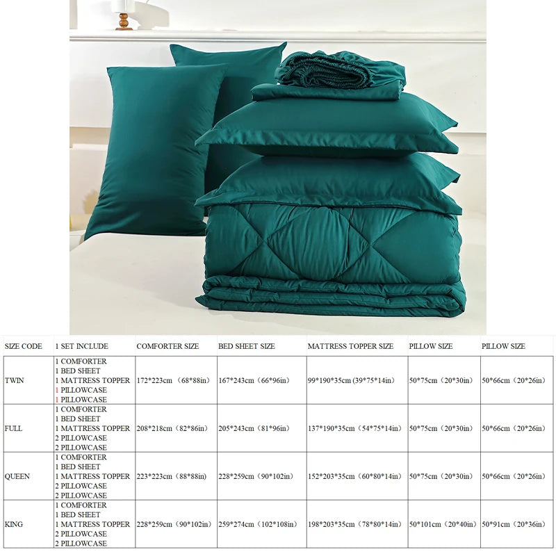 Twin Full Queen King Comforter Mattress Topper Bed Sheet And Pillowcases White Set In A Carton