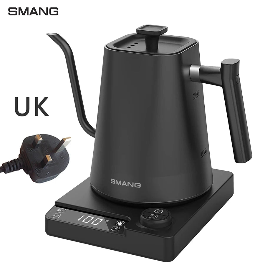 Gooseneck Electric Kettle 1L 1200W Intelligent temperature controlled hand brewed coffee pot Rapid Heating Kettle 110v/220v