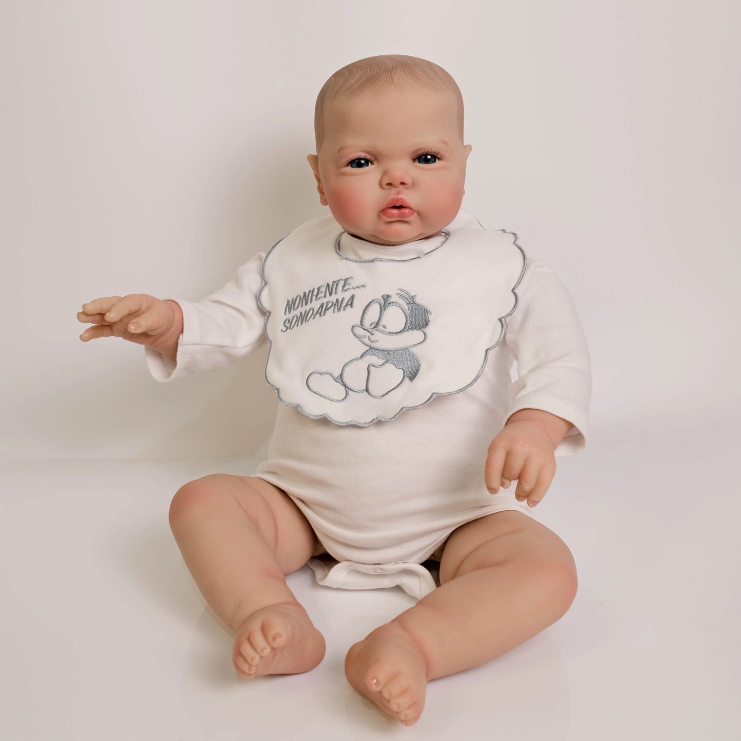 NPK 24Inch pickle Awake Baby boy in Soft Cloth Body Lifelike Reborn Toddler Hand painted Hair Cuddly Baby Doll  Baby