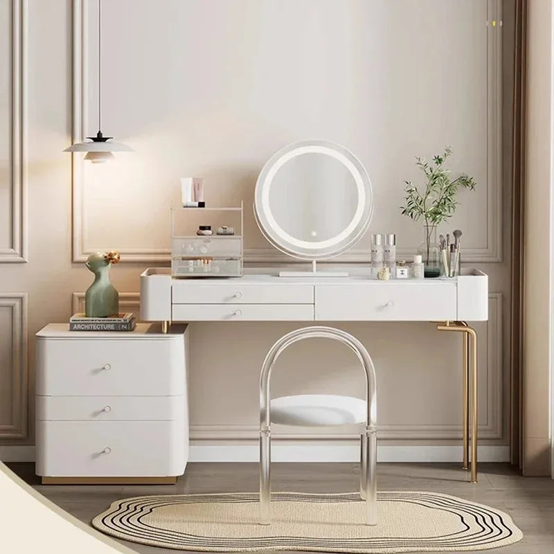 Modern Storage Vanity Table Living Rooms Beige Organizer Makeup Dresser Luxury Space Saving Coiffeuse Chambre Bedroom Furniture