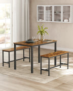 VASAGLE Dining Group, (set, 3 PCs), Kitchen Table 70x110x75 cm, 2 benches each 30x97x50 cm