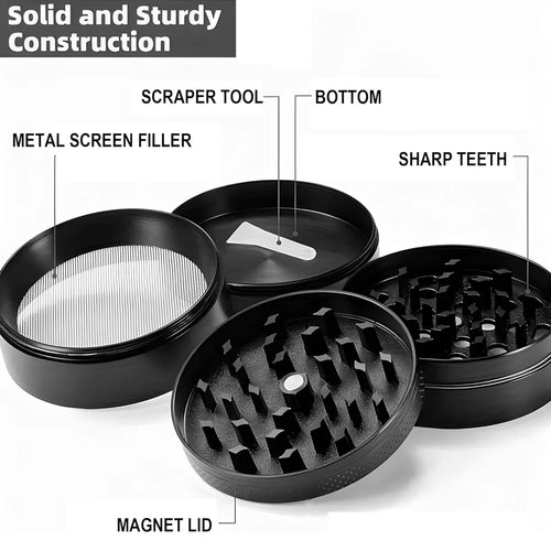 2.5" 63MM Dry Herb Grinder Metal 4-layer Tobacco Grinder Spice Miller Crusher Zinc Alloy Smoke Accessories
